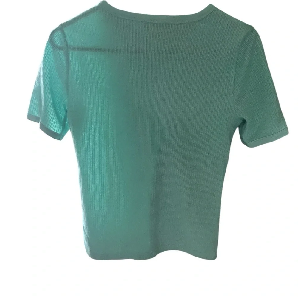 J. Crew Light Green Ribbed Short Sleeve Top